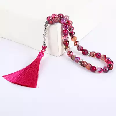 Muslim rosary worship natural agate stone beads rosary 33 Tesbihar tassel gifts