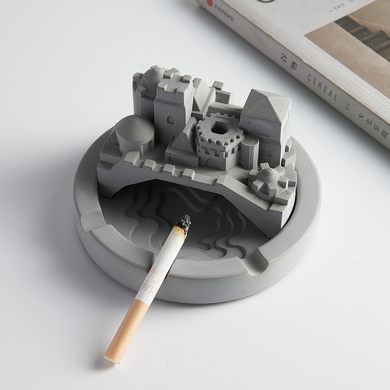 New Chinese Cement Smoke Ash Trays Creativity Personality Trend Home Living Room With Lid Fly Ash Minimalist Modern Small Pendulum