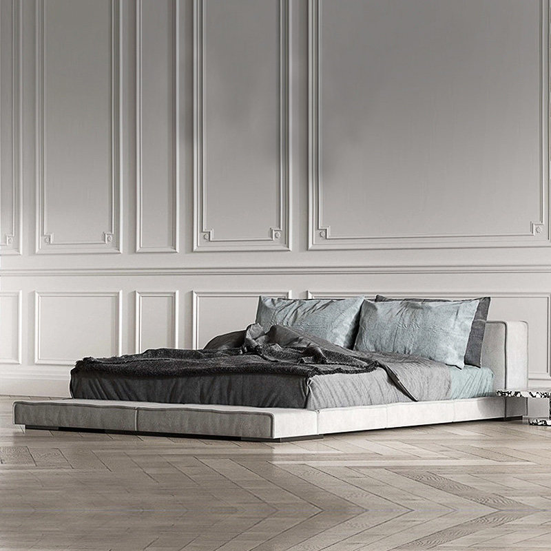 Mind-style light lavish art bed modern minimalist washout tech bunk bed 1 8 m bedroom double soft bag tatami bed