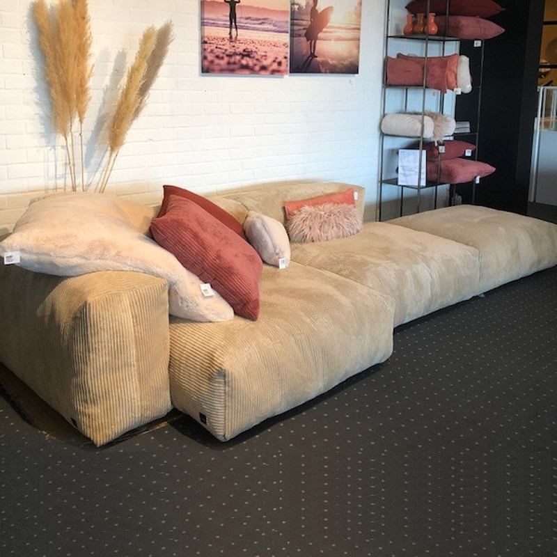 Fabric sofa small apartment Nordic simple modern corduroy creative module down tofu block inline sofa