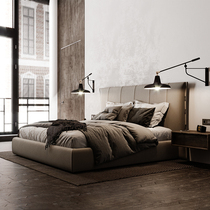 Modern simple leather bed high backrest soft bag high-end wedding bed storage box body bed small apartment double bed