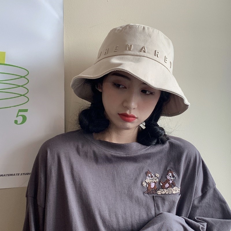 Han Edition Fisherman Hat Female Spring Summer Travel Network Red models in shade shade cap letter embroidered sun-proof pelvis cap