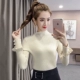 Đầu thu 2018 phiên bản Hàn Quốc mới của áo len dài tay màu trơn thân áo nữ bằng gỗ đính cườm áo sơ mi thủy triều cardigan nữ