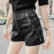 Mùa thu nữ 2018 mới nữ thời trang Hàn Quốc hoang dã mỏng PU da giản dị quần cao eo dây kéo quần short quần sọt nữ