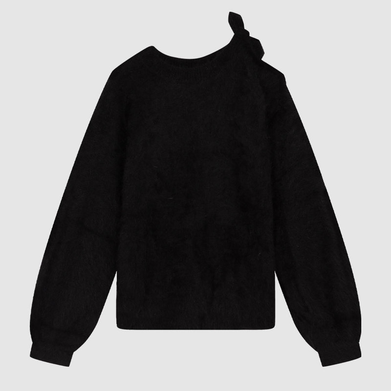 In-Stock Emporio Armani Ea Armani Spring/Summer New Rabbit Fur Lace-Up Women's Knit Sweater In-Stock Emporio Armani Ea Armani Spring/Summer New Rabbit Fur Lace-Up Women's Knit Sweater