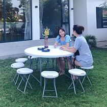 Folding round table home simple big round table plastic foldable table table dining table outdoor simple dining table and chair