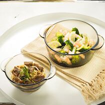 Kitchen Glass Bowl dessert fruit salad lotus leaf breakfast cup ears tempered covered European refrigerator gift