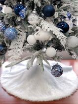 Christmas tree base fence apron bottom skirt pure white round long fluff snow cotton carpet Christmas decorations