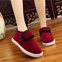 Handmade cotton shoes womens winter warm Mens old style wool slippers traditional non-slip winter cotton shoes women plus velvet thickening