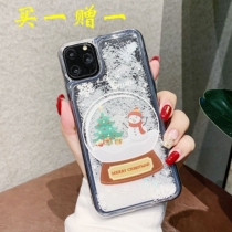 Christmas phone case iphone1213promax new transparent quicksand Christmas style phone case