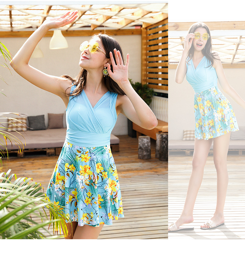OOK Xiêm Váy Đồ bơi Phụ nữ ngực lớn Tập hợp được che kín Bụng thon gọn Bảo thủ Boxer Sexy Spa Đồ bơi - Bộ đồ bơi One Piece đồ bơi liền thân cho bé gái