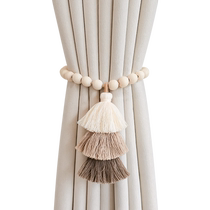 Wooden bead tassel magnetic curtain buckle strap modern simple wind gauze curtain tie drawstring to gather fixed decorative rope