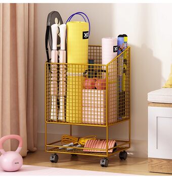 Removable basket yoga mat storage shelf sports equipment storage basket wheeled dumbbell storage home sandwich storage