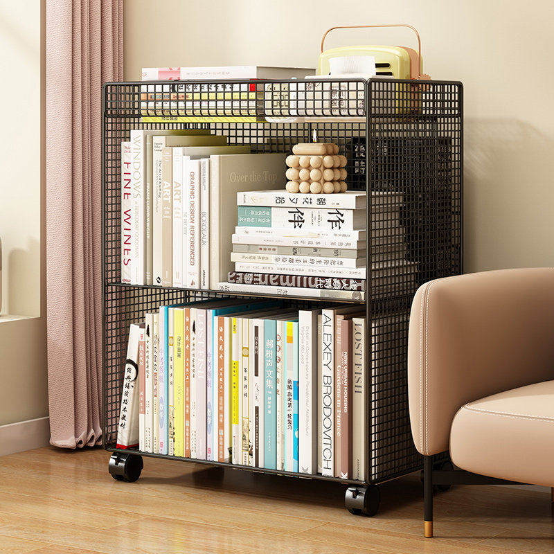 Giá sách hai mặt kệ bàn bánh xe từ sàn đến trần lưu trữ sách hoàn thiện giá đỡ sách học sinh kệ sách hình ảnh trẻ em kệ đọc sách trang trí tủ sách