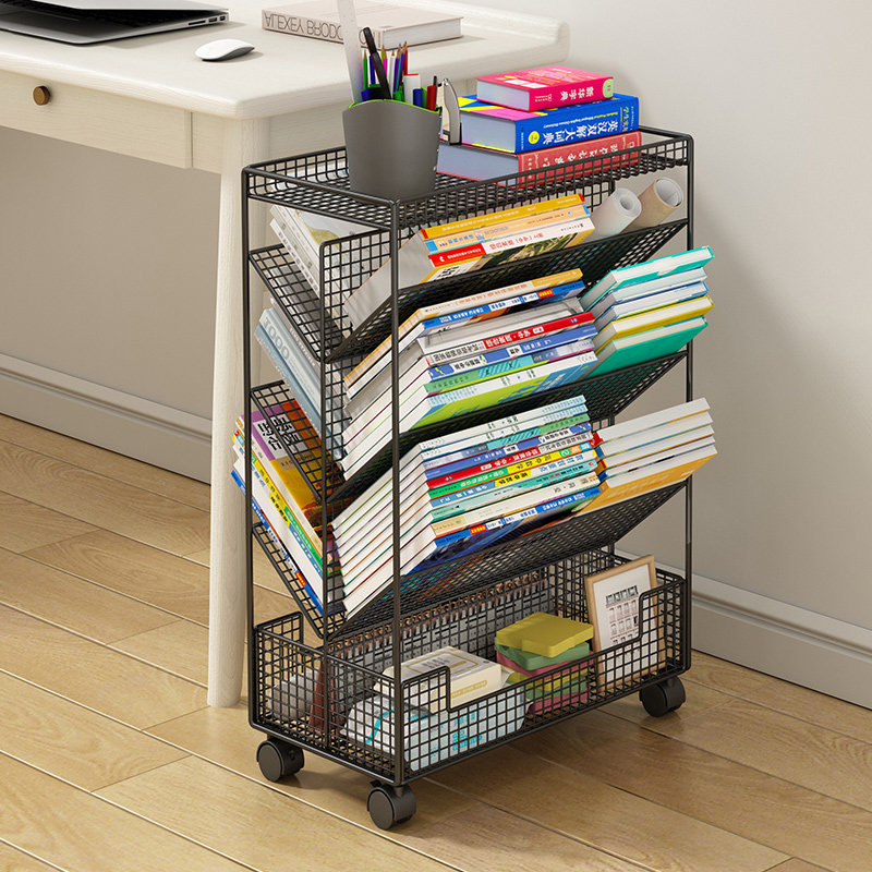 Giá sách có thể tháo rời bàn trẻ em dưới tủ lưu trữ sách có bánh xe kệ sách hình ảnh tầng nhà tủ sách đơn giản kệ xương cá giá sách treo tường bằng sắt