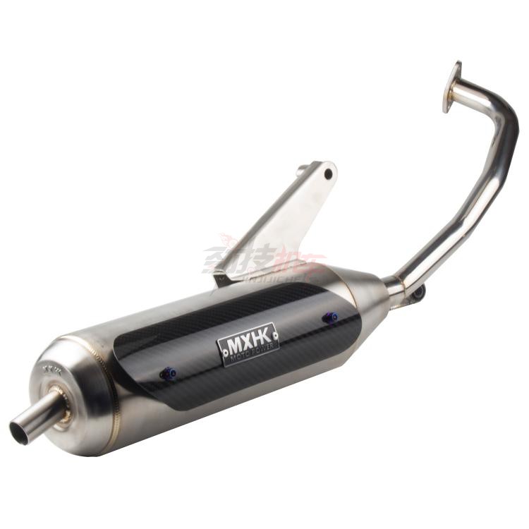 MXHK thép không gỉ chải ống xả bằng sợi carbon Qiao Ge i Xinfu AS Sai Ying 125 sửa đổi áp suất sắt trắng trở lại - Ống xả xe máy bô xe máy wave alpha