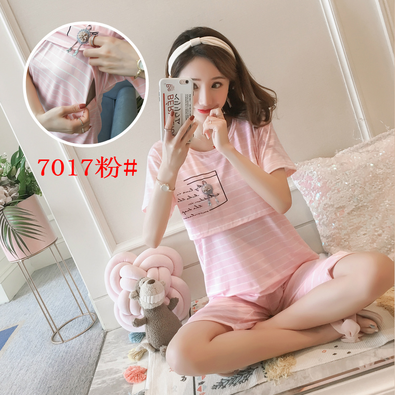 Cho con bú bộ đồ ngủ cotton phù hợp với mặt trăng sleeveth ngắn mỏng mô hình sau khi sinh thời trang mùa hè phụ nữ mang thai vào mùa xuân con bú mùa hè mang thai.