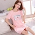 Áo choàng nữ mùa hè Nam Cực cotton Hàn Quốc ngắn tay cô gái đồ ngủ ngọt ngào dễ thương phim hoạt hình dịch vụ nhà - Bên ngoài ăn mặc