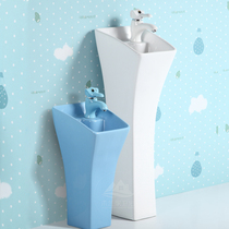 Children Handwashing basin Terra-integrated floor Ceramic Kindergarten Special Color column basin High and low Type of wash face