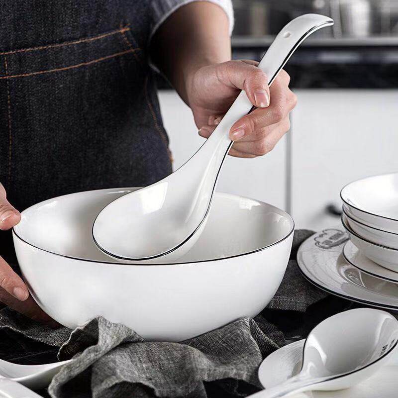 Nordic household ceramic soup bowl instant noodle bowl 7 British 8 inch large rice bowl tableware combination set salad bowl