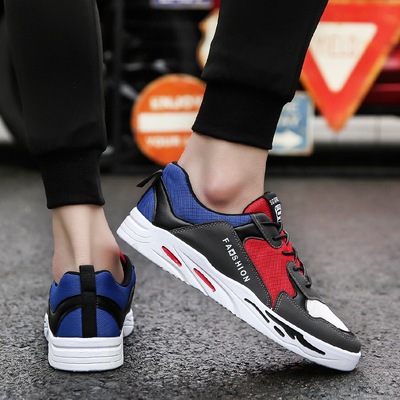 夏季时尚运动百搭透气网面拼色男鞋