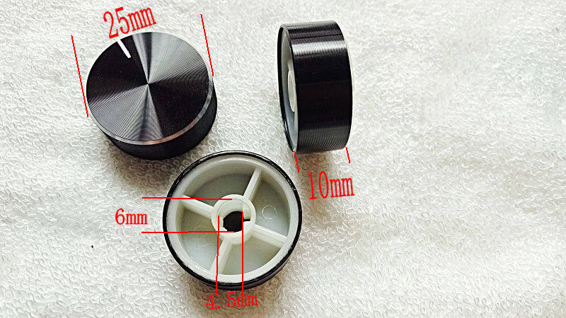 黑色半圆柄旋钮25*10MM 导航音量旋钮旋钮帽D轴电位器旋钮15度