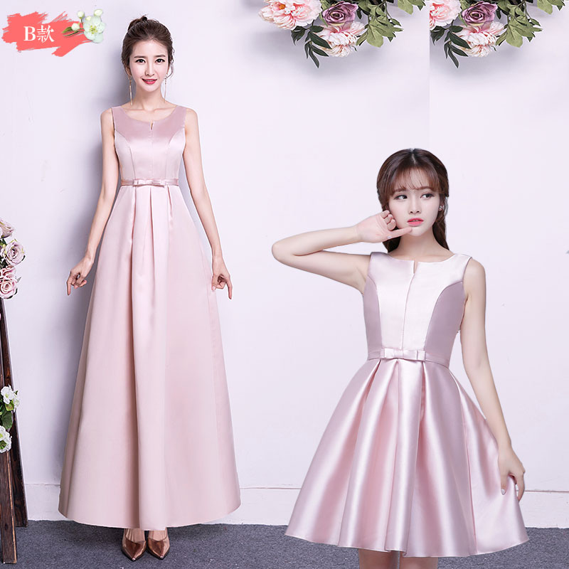 Bridesmaids Cao đẳng Gió Simple rỗng ăn mặc Trở lại mất phương Tây công chúa nhỏ tươi Net Sợi Summer Casual