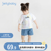 Girl Casual Suit 3-Year-Old Baby Summer Dress Little Girl Summer New 5 Children Short Sleeve Shorts Two Sets Summer