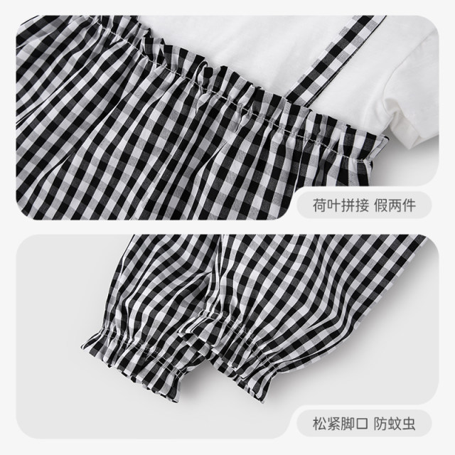 Jerry Baby Summer Plaid ເຄື່ອງນຸ່ງເດັກນ້ອຍເດັກນ້ອຍ Summer ເດັກນ້ອຍຄົນອັບເດດ: ເຄື່ອງນຸ່ງຫົ່ມ Splicing ເດັກຍິງບາງໆຊຸດບາດເຈັບແລະ