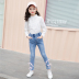 Cô gái denim quần dài mùa thu váy 2020 mới yang cơ thể điều chỉnh kích thước căng xà cạp nhỏ khí thời trang công chúa trẻ em vừa. 