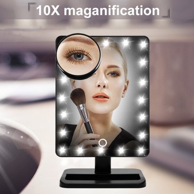 Led with lamp makeup mirror portable folding student Dormitory home small makeup desktop Desktop can stand small mirror