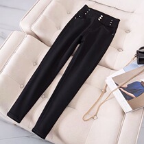 Shangxiu plus-size womens clothing 2021 winter plus velvet to cover the hips and look thin and long pants slightly fat mm high waist hip-lifting casual pants all-match