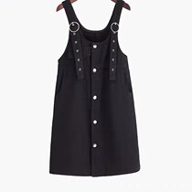 Fashion show 2022 Spring Korean version Large code Female dress Loose Shade Meat Fashion Fat MM Denim Sleeveless Harness Skirt