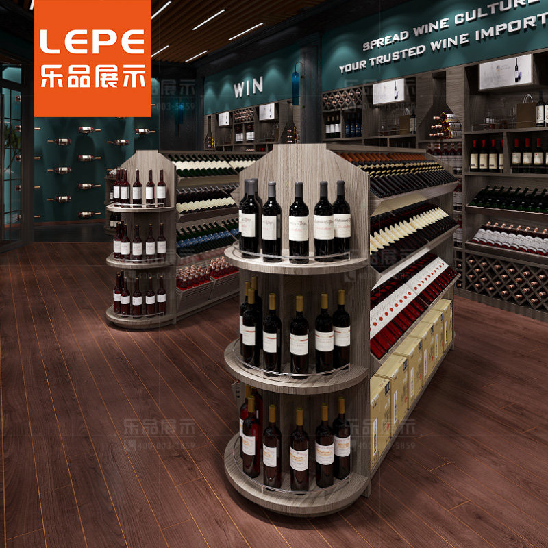 Lepin Red Wine Shelf Display Display Cabinet Winery Commercial Wooden Display Rack Household Diamond-shaped Lattice Wine Cabinet