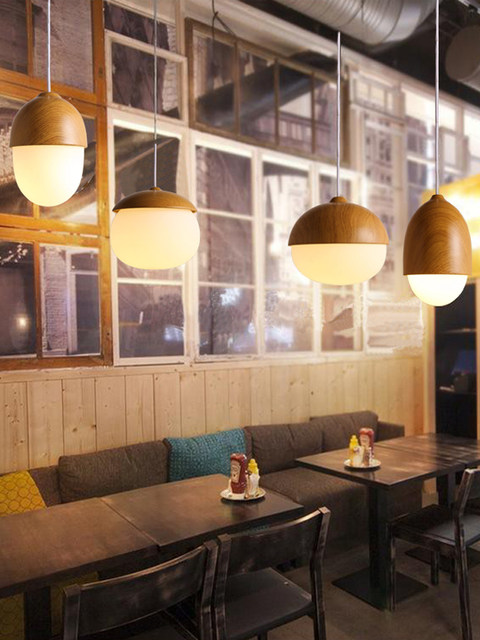 Modern simple creative personality single-head glass nut restaurant chandelier Nordic style bedroom bedside dining table bar lamp