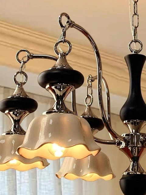 French retro style handmade ceramic living room multi-head chandelier, Nanyang style medieval bedroom chandelier, modern dining room chandelier