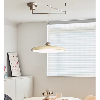 Full-Spectrum Retro Flying Saucer French-Style Swing Arm Restaurant Chandelier Modern Minimalist Dining Table Lamp Movable Eye-Protection Lighting Fixture