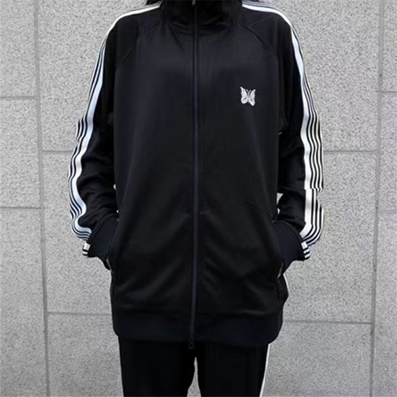 Needles Trendy Brand Butterfly Embroidery Side Stripe Sports Jacket Spring and Autumn Loose Casual Webbing School Uniform Jacket