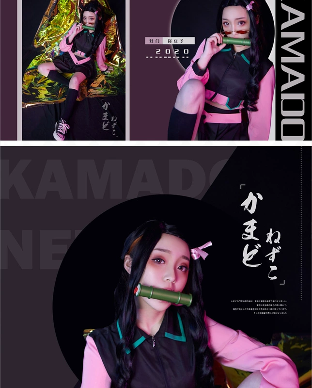 Kimetsu không Yaiba cos trang phục Kamado Nezuko fan anime hàng ngày nữ cosplay trọn bộ loli trang phục dành cho nữ