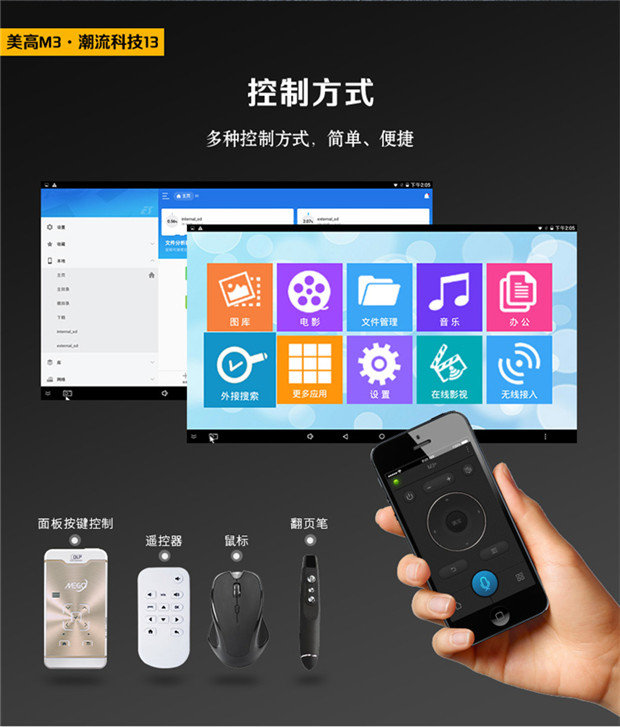 Máy chiếu mini MEGO Migao M3 Home HD 1080P Rạp hát tại nhà Không dây Văn phòng Micro - Máy chiếu