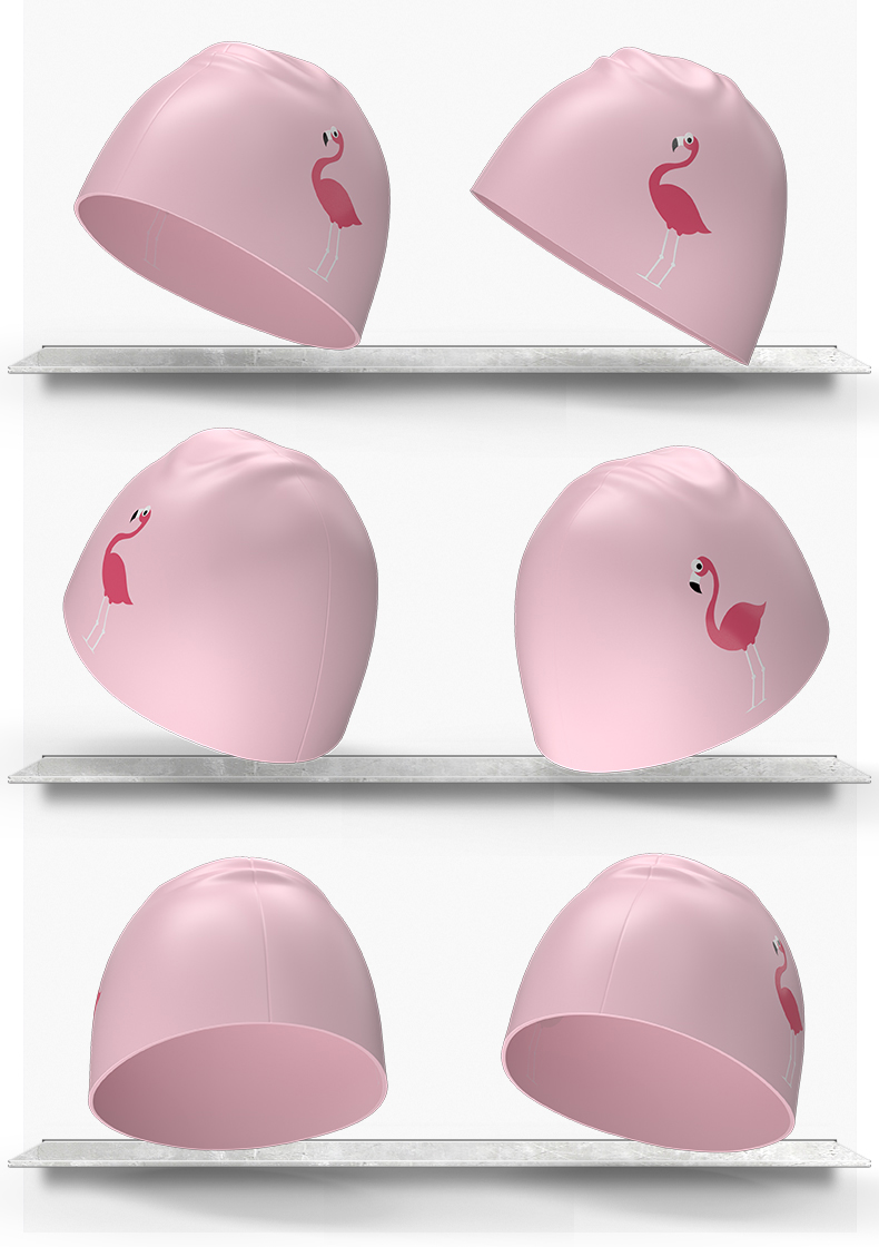 Mũ bơi cá mũ lưỡi trai silicone không thấm nước flamingo dễ thương thời trang mũ trùm tai người lớn trẻ em nữ thoải mái nón bơi