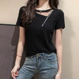 Белая дизайнерская модная летняя тонкая футболка, тренд сезона, в западном стиле, 2021 года