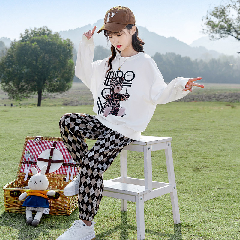 Girls Autumn Western Style Sports Suit 2022 New Korean Version Middle-aged Children's Spring and Autumn Girls Net Red Two-piece Set