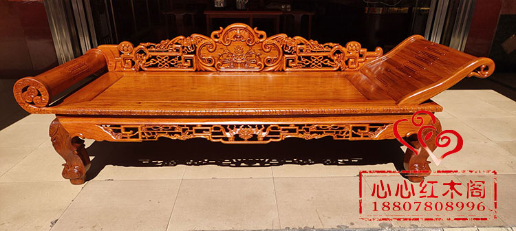 Red Wood Furniture Burmese Flowers Pear Wood Lying Bed Solid Wood Chinese Style C Noble Princess Chair Your Princess Couch Beauty Taobao Bed-Taobao