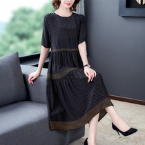 Foreign trade export Womens tail tail single brand clearance cabinet black silk dress female summer long dress mulberry silk