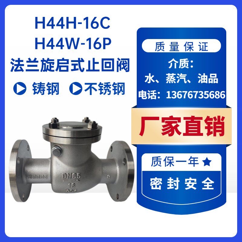 H44W-16P H44H-16C Stainless Steel 304 Cast Steel Flange Rotary Opening Check Valve Check Valve DN15-200