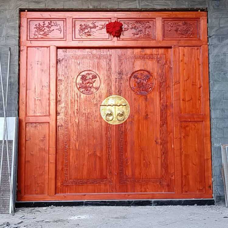 Solid wood gate Chinese antique double door Country Villa Gate of Four Courtyard Temples Antique Four Open Entrance Doors