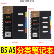 Shenshi stationery B5 double spiral notebook A5 classification thickened coil book Student rollover notepad diary