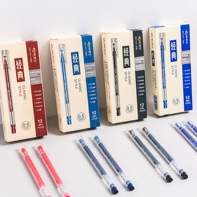 East Rice DM-1011 Triangle Stem Middle pen 0 5mm Large capacity Full needle tube Signature pen black blue red ink
