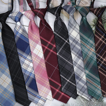 Jk Small Tie for Women, Preppy Style, Lazy Japanese Plaid Uniform Shirt Tie, Student ins Unisex Trendy No-Tie Short Tie